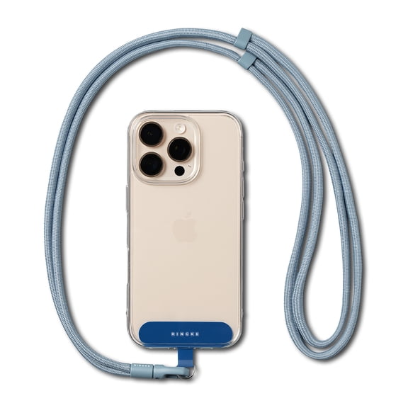 Ringke Holder Link Flow Shoulder Y-Type for Smartphone, Universal Durable Adjustable Crossbody Neck Shoulder Strap with Holder - Urban Blue