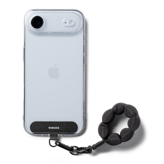 Ringke Holder Link Puffer Finger [Quilted Cushion] for Smartphone, Soft Finger Strap with Tether Tab - Calm Black