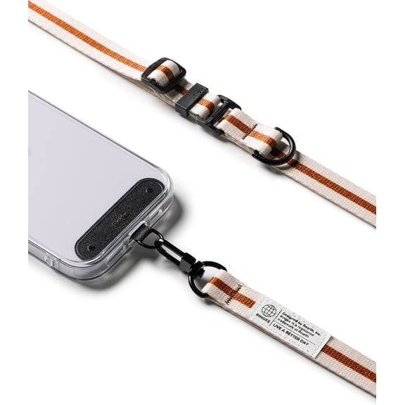 Ringke Holder Link Snap Hook Lanyard [Adjustable Shoulder Strap] for Universal Phone Case, Lanyard Phone Holder with Tether Tab - Maple Brown