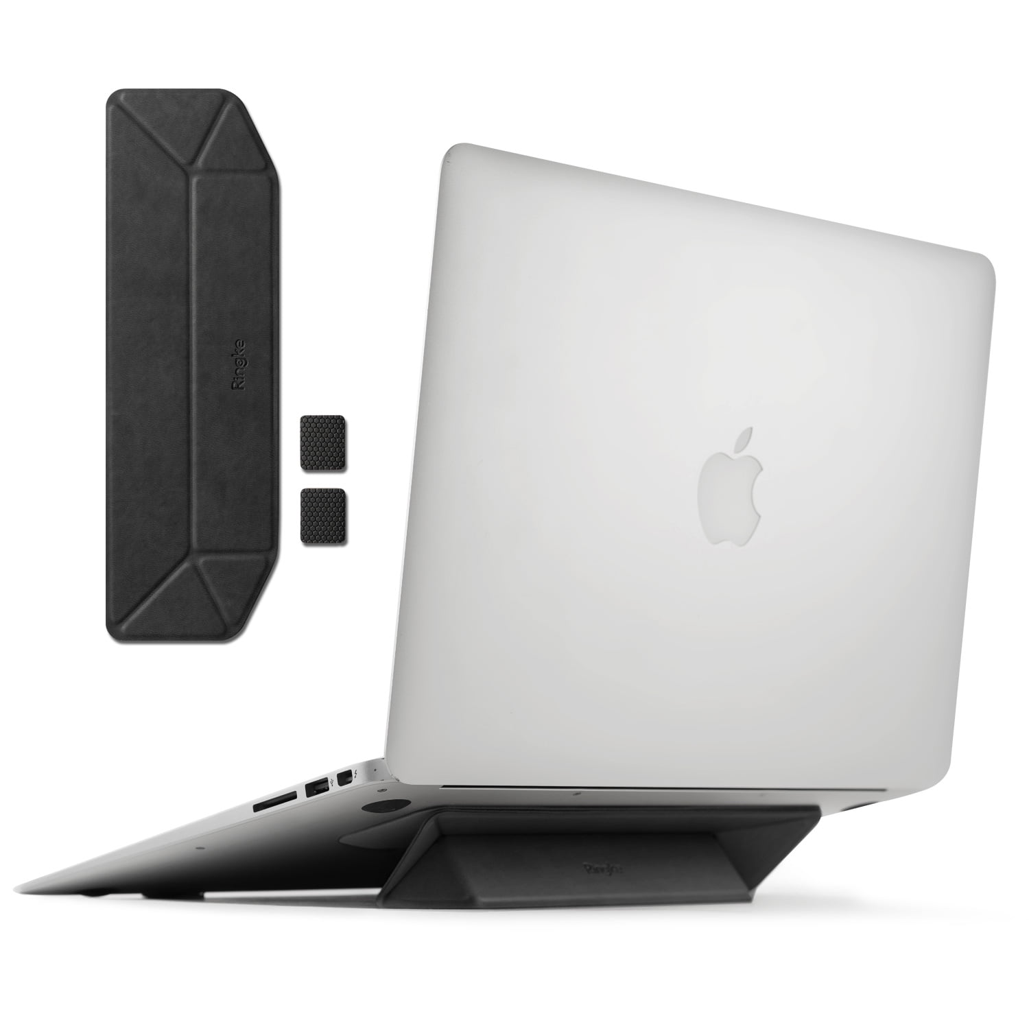 Ringke Laptop Stand [BLACK] Anti-Slide Smart Folding Portable Slim and Weightless Adhesive Stand for Laptop, iPad, Tablet, and More