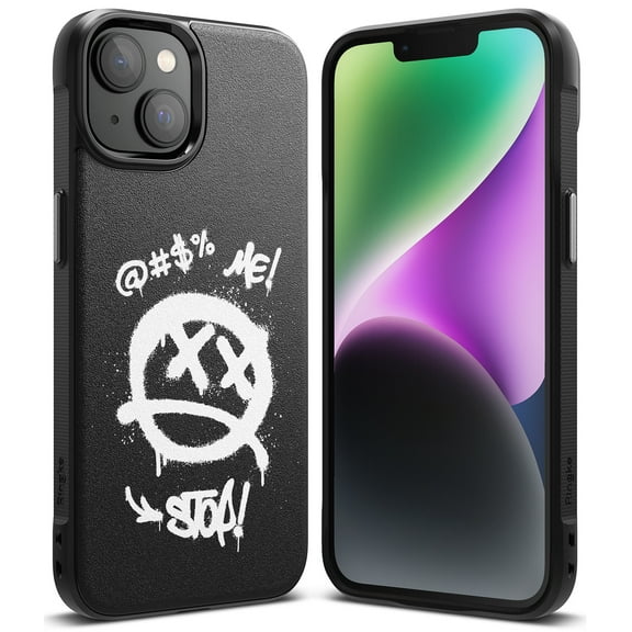 Ringke Onyx [Anti-Fingerprint Technology] Compatible with iPhone 14 Case 6.1 Inches, Shockproof Rugged Heavy Duty Non-Slip Flexible Smudge Proof Cover - Graffiti