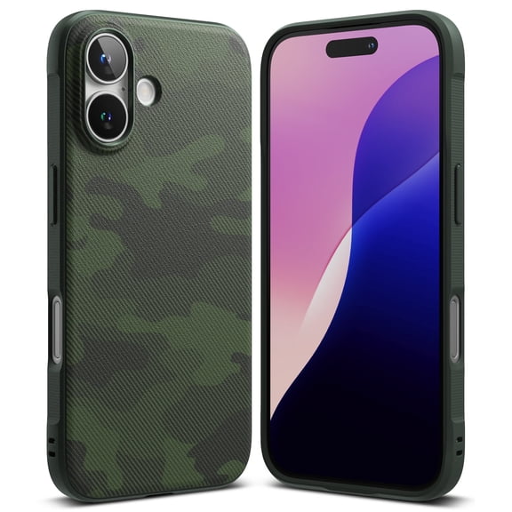 Ringke Onyx for iPhone 16 Plus Case, Firm Grip Non-Slip Unique Texture Flexible Durable TPU Phone Cover - Camo Green