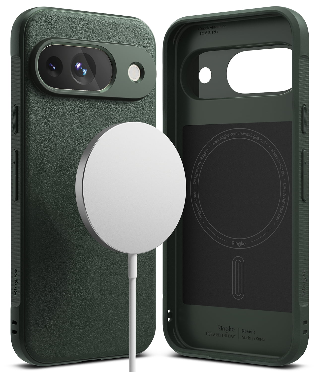 Ringke Pixel 9 [Onyx Magnetic] High Quality Flexible Heavy Duty Durable Phone Case Compatible with Magnetic Charger - Dark Green