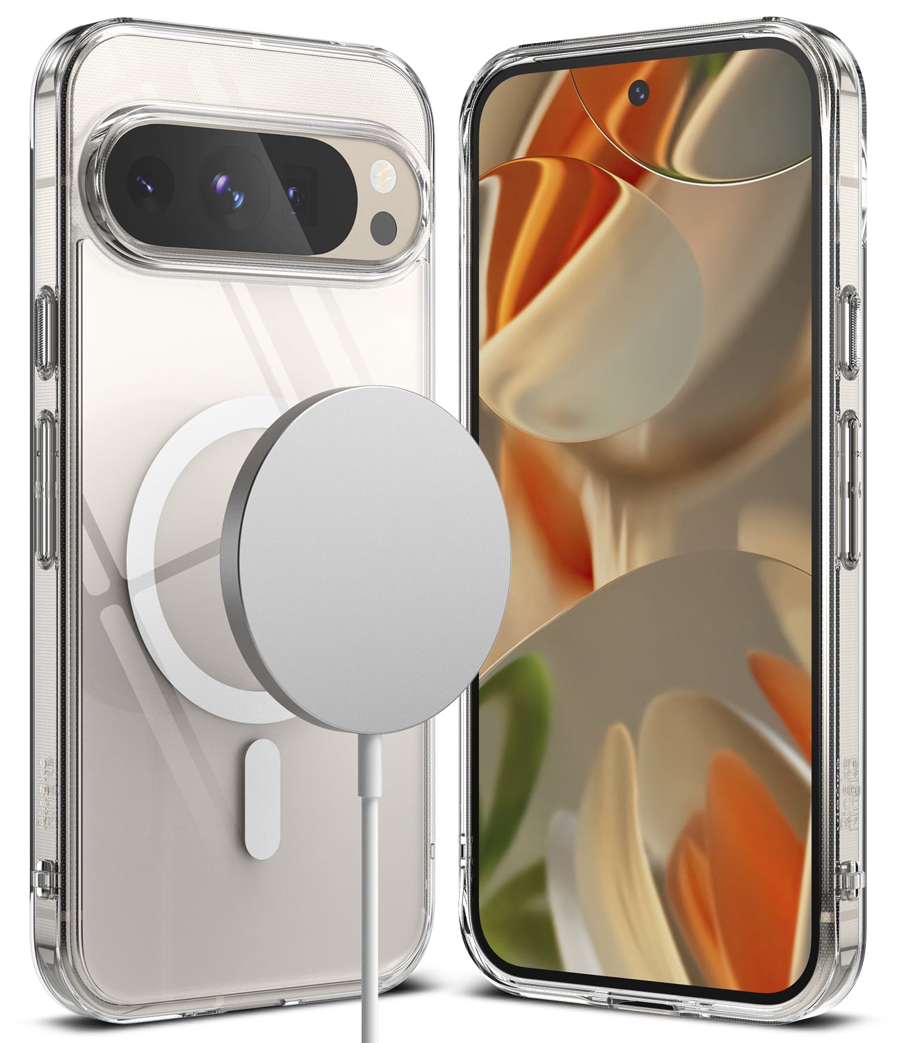 Ringke Pixel 9 Pro / 9 [Fusion Magnetic] Anti-Fingerprint Shockproof Bumper Phone Case Compatible with Magnetic Charger - Clear