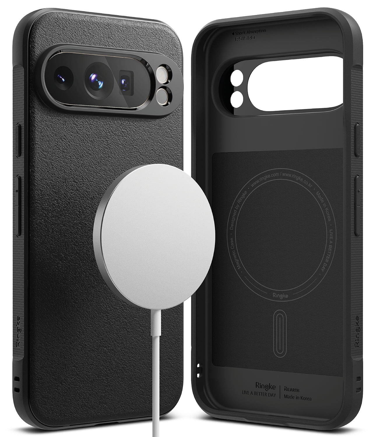 Ringke Pixel 9 Pro XL [Onyx Magnetic] High Quality Flexible Heavy Duty Durable Phone Case Compatible with Magnetic Charger - Black