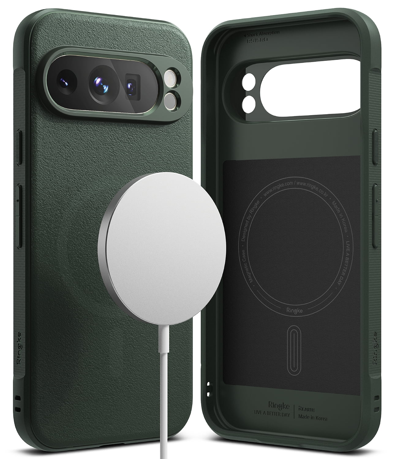 Ringke Pixel 9 Pro XL [Onyx Magnetic] High Quality Flexible Heavy Duty Durable Phone Case Compatible with Magnetic Charger - Dark Green