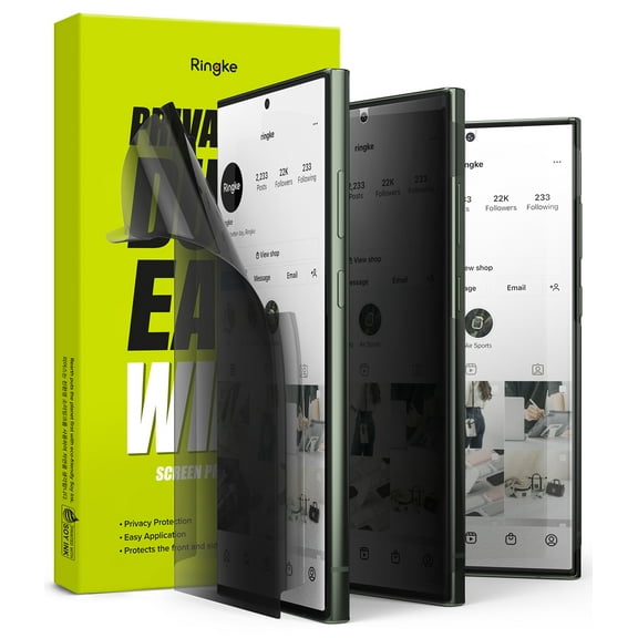 Ringke Privacy Dual Easy Wing [Anti-spy] Compatible with Samsung Galaxy S23 Ultra Privacy Screen Protector 5G, Self-Healing Properties Anti-Fingerprint Coating Film with Easy Application Kit