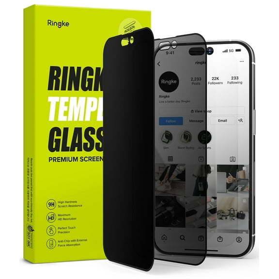 Ringke Privacy Glass [Anti-spy] Compatible with iPhone 14 Pro Max Screen Protector 6.7 Inches, Full-Coverage Tempered Glass Designed for iPhone 14 Pro Max Privacy Screen Protector