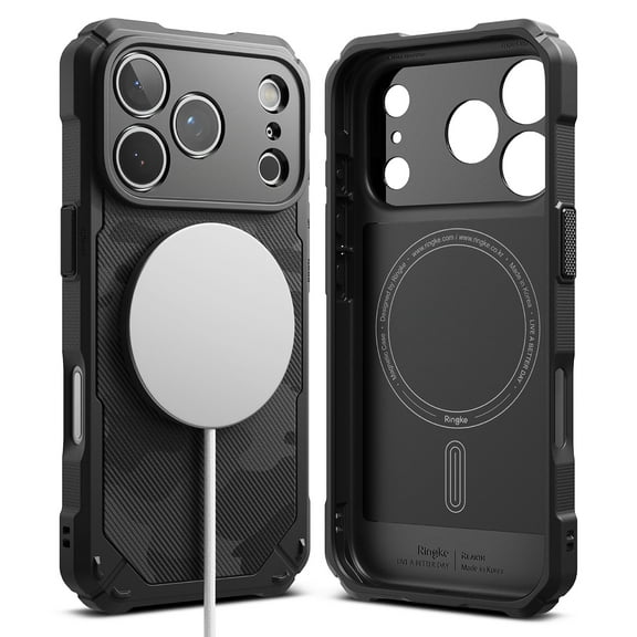 Ringke Rugged Gear Magnetic [Compatible with MagSafe] for iPhone 17 Pro Case, Heavy-Duty Camouflage Rugged Shockproof Cover - Magnetic Camo Black