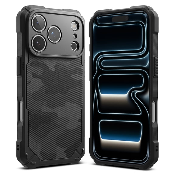 Ringke Rugged Gear [Maximum Protection] for iPhone 17 Pro Max Case, Military Camouflage Heavy-Duty Rugged Shockproof Cover - Camo Black