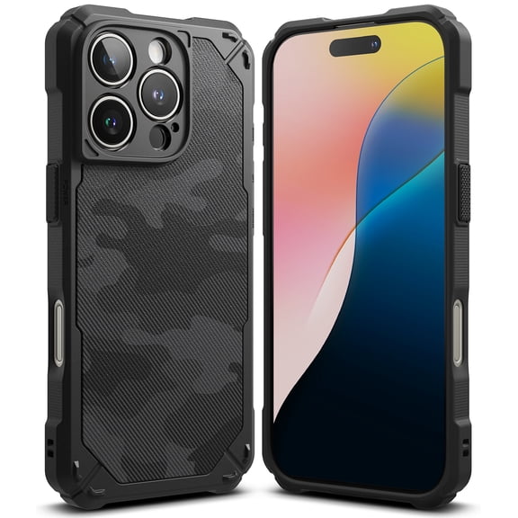 Ringke Rugged Gear for iPhone 16 Pro Max Case, Camouflage Military Design Shockproof Heavy Duty Protection Rugged Scratch Resistant TPU Phone Cover - Camo Black