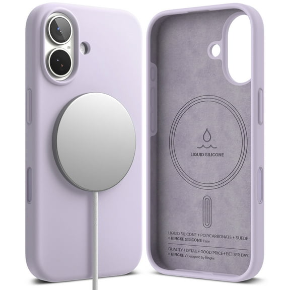 Ringke Silicone Magnetic [Compatible with MagSafe] for iPhone 17 Case, Slim Soft Grip Shockproof Cover with Camera Control Button Cover - Light Purple