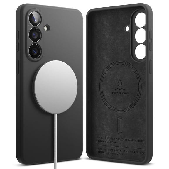 Ringke Silicone Magnetic [Compatible with MagSafe] for Galaxy S26 Plus Case, Slim Soft Grip Shockproof Phone Cover - Black