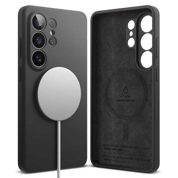Ringke Silicone Magnetic [Compatible with MagSafe] for Galaxy S26 Ultra Case, Slim Soft Grip Shockproof Phone Cover - Black