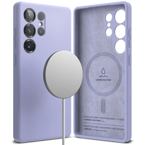 Ringke Silicone Magnetic for Galaxy S25 Ultra Case, Compatible with MagSafe Lightweight Stain Resistant Soft Touch Flexible Phone Cover - Lavender