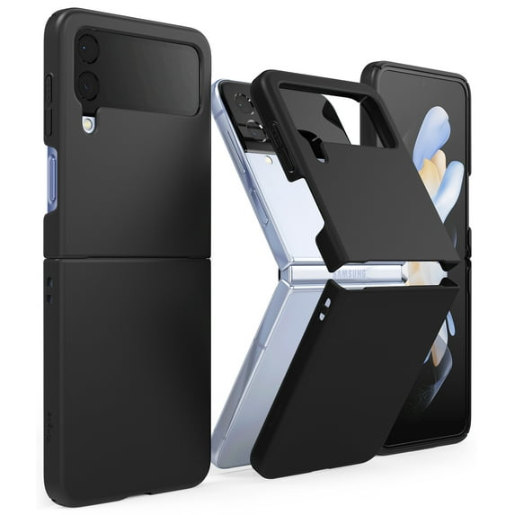 Ringke Slim Case Compatible with Samsung Galaxy Z Flip 4, Premium Thin Soft Hard PC with Non-Slip Grip Protective Phone Cover for Z Flip4 5G (2022) - Black