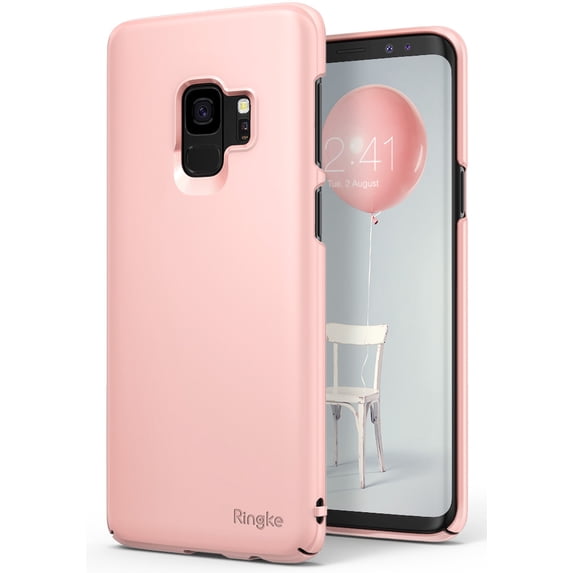 Ringke Slim Case Compatible with Samsung Galaxy S9, Lightweight Thin Soft Premium Coating Hard PC Cover - Peach Pink