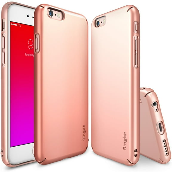 Ringke Slim Case Compatible with iPhone 6s, Lightweight Thin Soft Premium Coating Hard PC Cover - Rose Gold