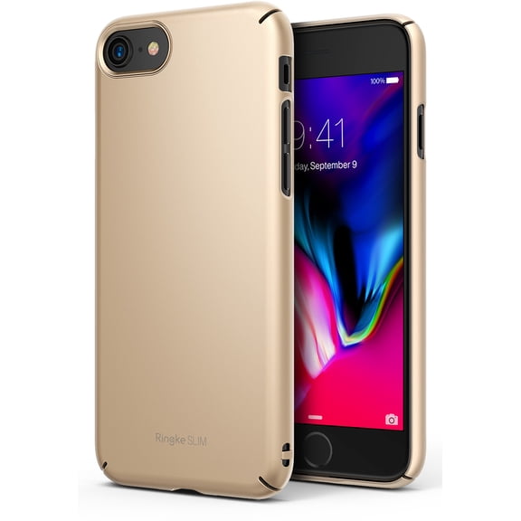 Ringke Slim Case Compatible with iPhone 7, Lightweight Thin Soft Premium Coating Hard PC Cover - Royal Gold