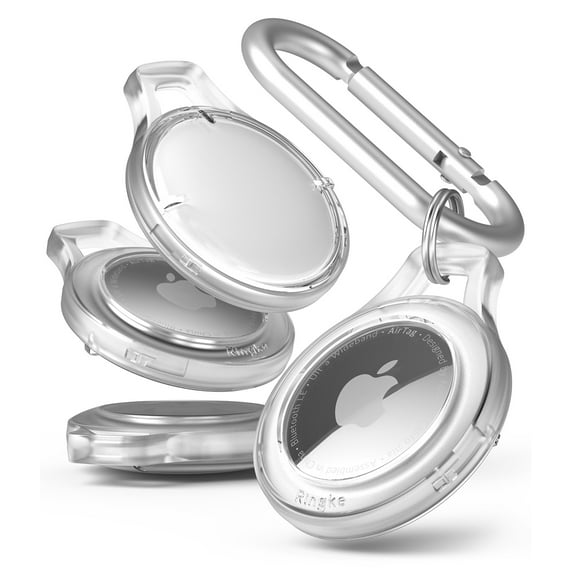 Ringke Slim Compatible with Apple AirTag Case, Hard Full Cover Protective PC Cover - Clear (4 Pack)