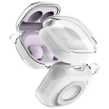 Ringke Slim-X Compatible with Galaxy Buds FE / Buds 2 Pro / Buds 2 / Pro / Live Case, Transparent Hard Protective Sturdy Thin Cover for Samsung Buds Series with Keychain Carabiner - Clear