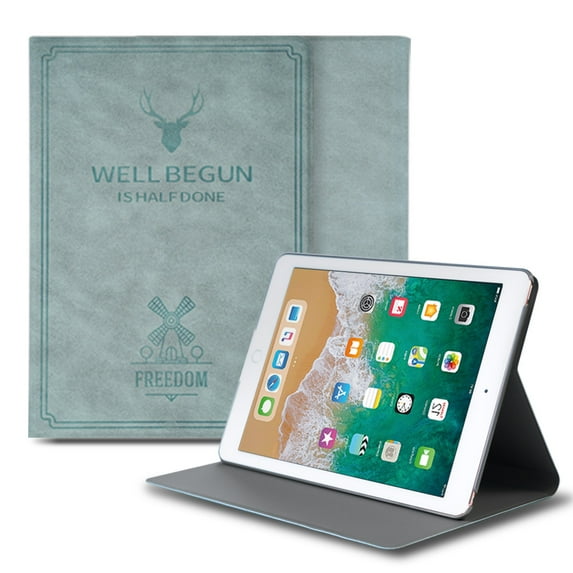 Ringke Smart Cover Design Leather Stand Case Compatible for iPad Pro 2016 (9.7") Lightweight Tablet Stand with Smart Cover Feature - Blue