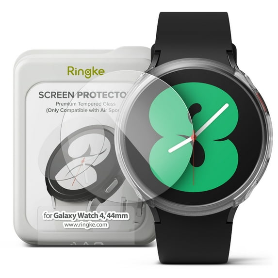 Ringke Tempered Glass Screen Protector for Air Sports (4 Pack) Compatible with Samsung Galaxy Watch 4 44mm Smartwatch Protective Film