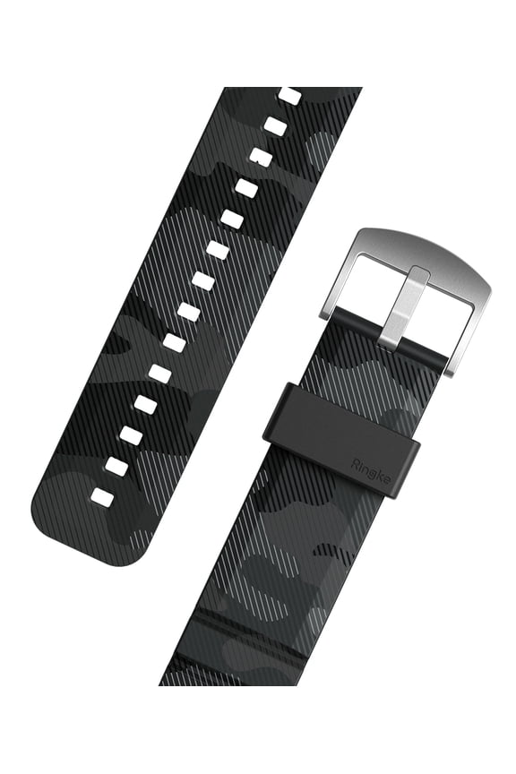 Watch Lug Width 20mm [Rubber One Bold Band] High Flexible Airflow Comfortable Three-Dimensional Lug Dynamic Design Watchband - Camo