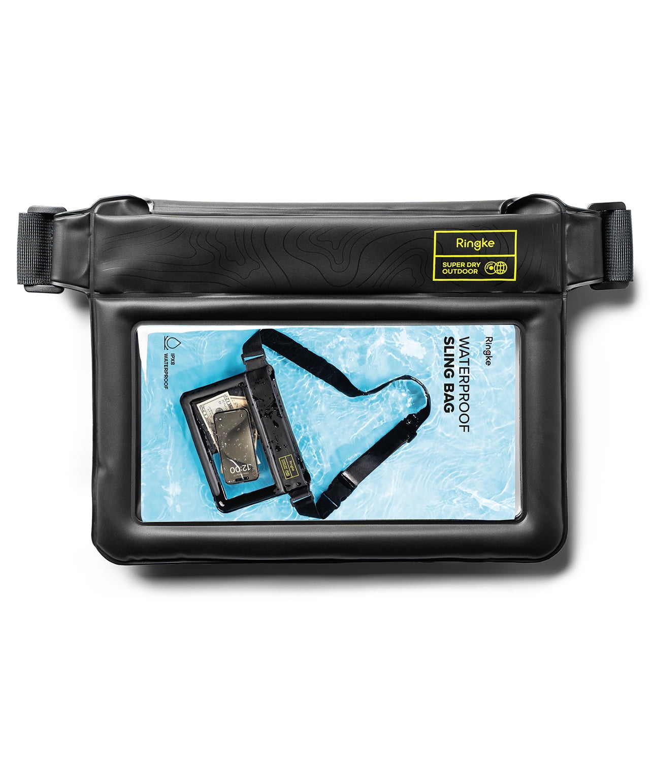 Ringke Waterproof Bag [Sling Bag] Lightweight Waterproof Large Capacity Touch Friendly TPU Sling Bag - Black