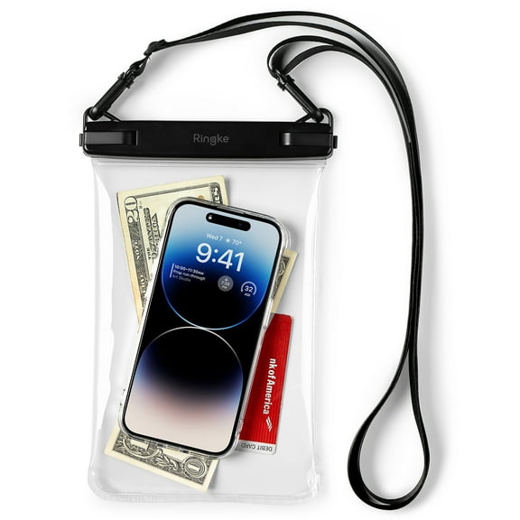 Ringke Waterproof Phone Pouch Frameless [One Touch Lock] Waterproof Phone Case Compatible with iPhone 14 13 12 11 Pro Max Mini, Dry Bag Designed for Samsung Galaxy S23 Ultra Plus Pixel 7 pro - Black