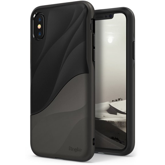 Ringke Wave Case Compatible with iPhone 8, Dual Layer Heavy Duty 3D Textured Protection Design Cover - Metallic Chrome