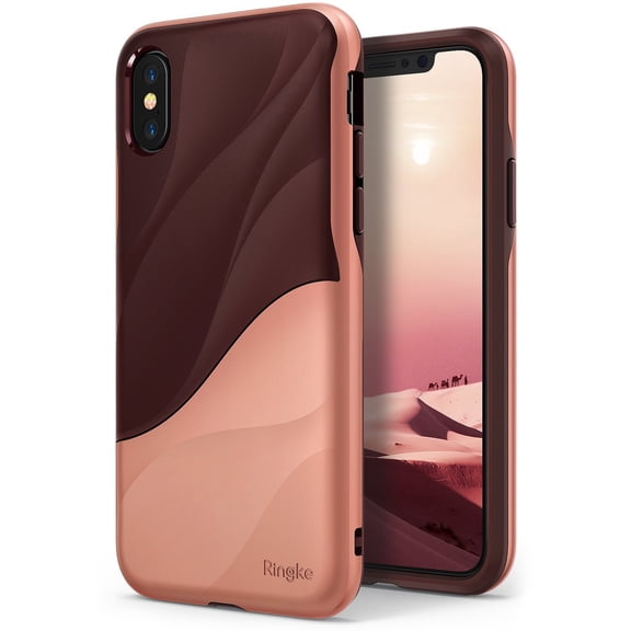 Ringke Wave Case Compatible with iPhone 8, Dual Layer Heavy Duty 3D Textured Protection Design Cover - Rose Blush