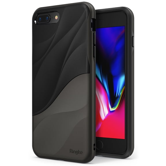 Ringke Wave Case Compatible with iPhone 8 Plus, Dual Layer Heavy Duty 3D Textured Protection Design Cover - Metallic Chrome