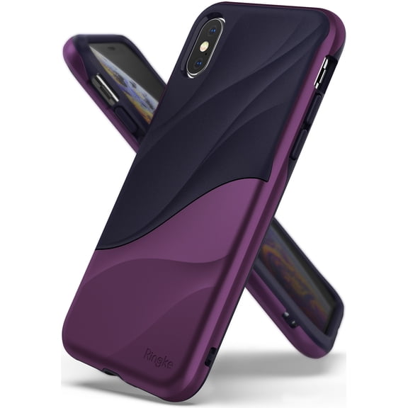 Ringke Wave Case Compatible with iPhone XS, Layered Hard 3D Designed Protection - Metallic Purple