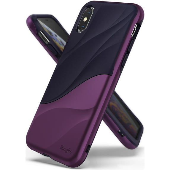 Ringke Wave Case Compatible with iPhone XS, Layered Hard 3D Designed Protection - Metallic Purple
