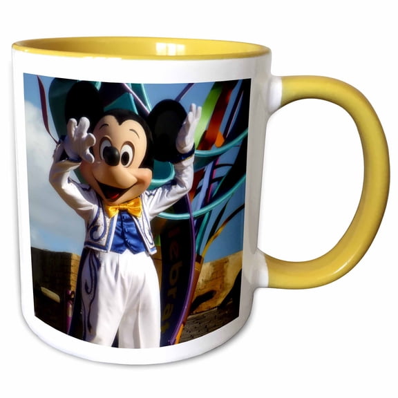 3drose, Ringleader Mouse Dancing Through the Paths of the Park, 11oz Two-tone Yellow Mug