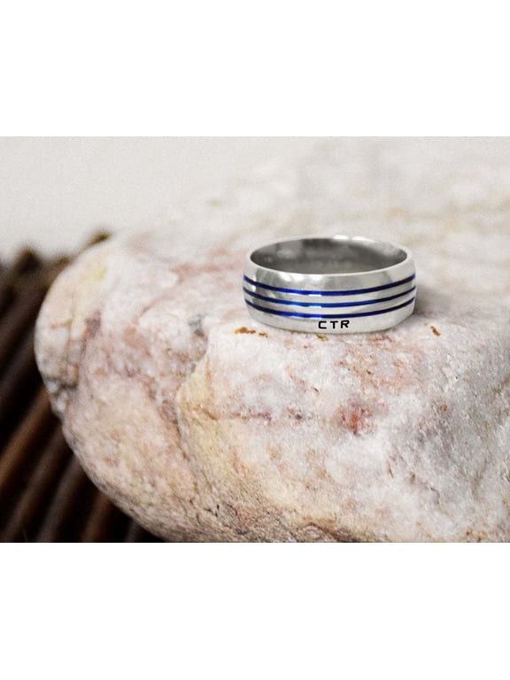 Ringmasters Azure Stripes Stainless Steel Choose the Right CTR Ring Size 12