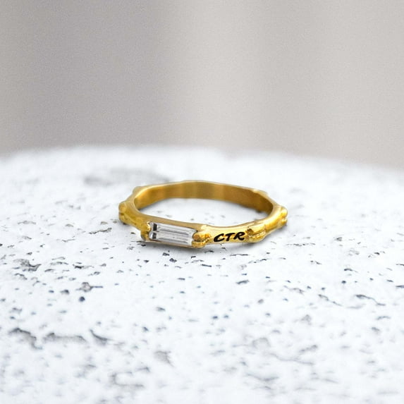 Ringmasters Bamboo Gold Colored Stainless Steel Choose the Right CTR Ring Size 9.5