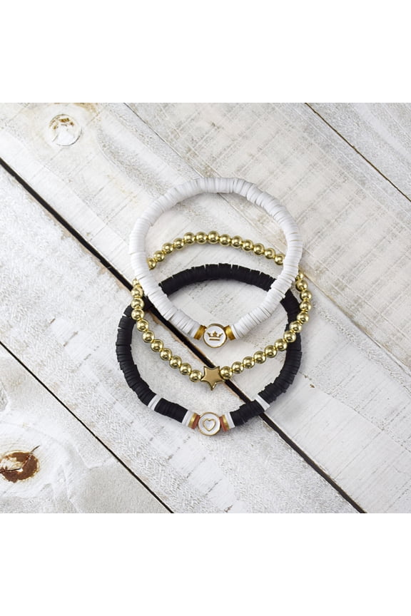 CTR Black and White Heishi Multi-Bracelet Set