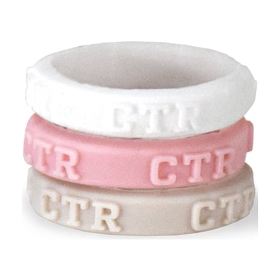 Ringmasters Choose the Right CTR 3D Raised Silicone 3 pack, (Grey, White, Pink) Size 8