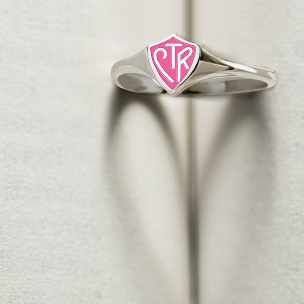 LIFEBEATS GIFTS Ringmasters Classic Mini Pink Shield Stainless Steel Choose the Right CTR Ring Size 4