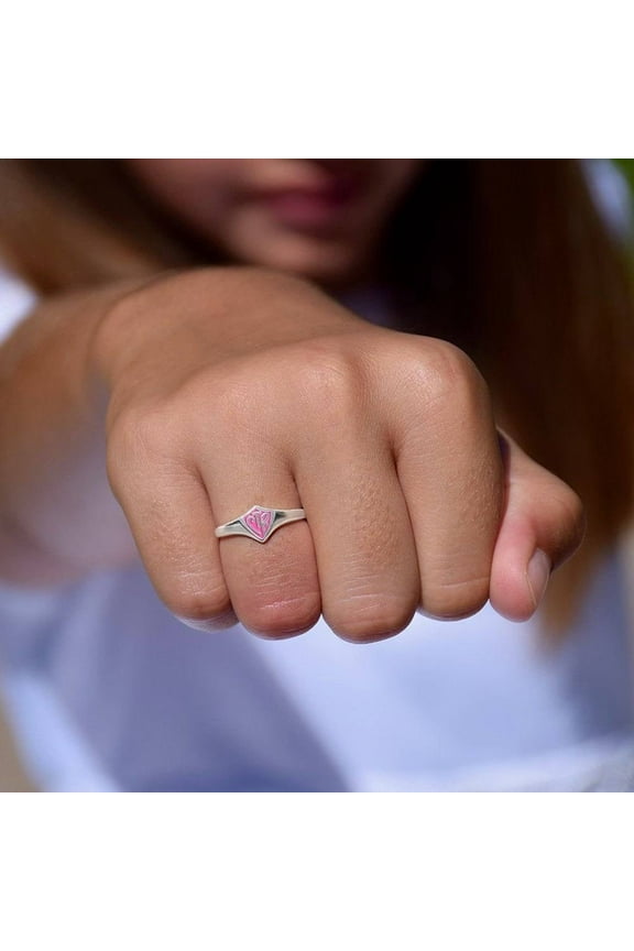 Ringmasters Classic Mini Pink Shield Sterling Silver Choose the Right CTR Ring Size 10.5