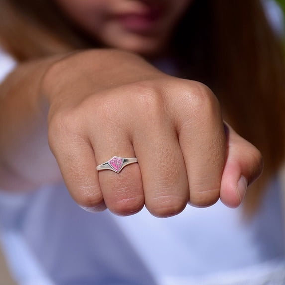 Ringmasters Classic Mini Pink Shield Sterling Silver Choose the Right CTR Ring Size 4.5