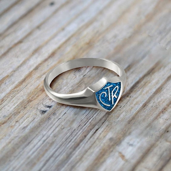 Ringmasters Classic Regular Blue Shield Sterling Silver Choose the Right CTR Ring Size 5