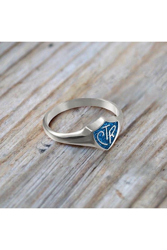 Ringmasters Classic Regular Blue Shield Sterling Silver Choose the Right CTR Ring Size 8.5