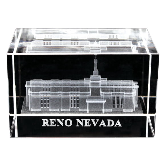 Ringmasters Crystal Cube Desk Decor | LDS Temple Paper Weights for Office Desk | Christian Home Decor, (Reno Nevada)