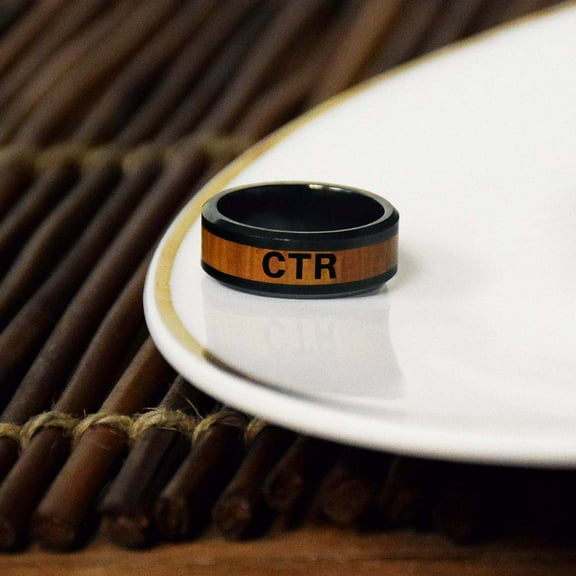 Ringmasters Frontier Wood Inlay with Black Ceramic Choose the Right CTR Ring Size 12