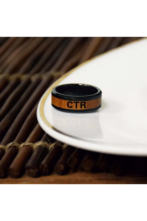 Ringmasters Frontier Wood Inlay with Black Ceramic Choose the Right CTR Ring Size 7.5