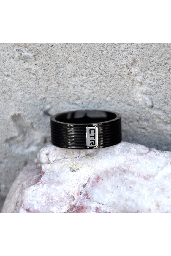 Ringmasters Racing Stripes Black Colored Stainless Steel Choose the Right CTR Ring Size 12