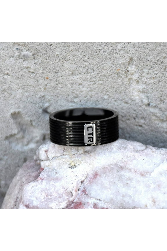 Ringmasters Racing Stripes Black Colored Stainless Steel Choose the Right CTR Ring Size 8